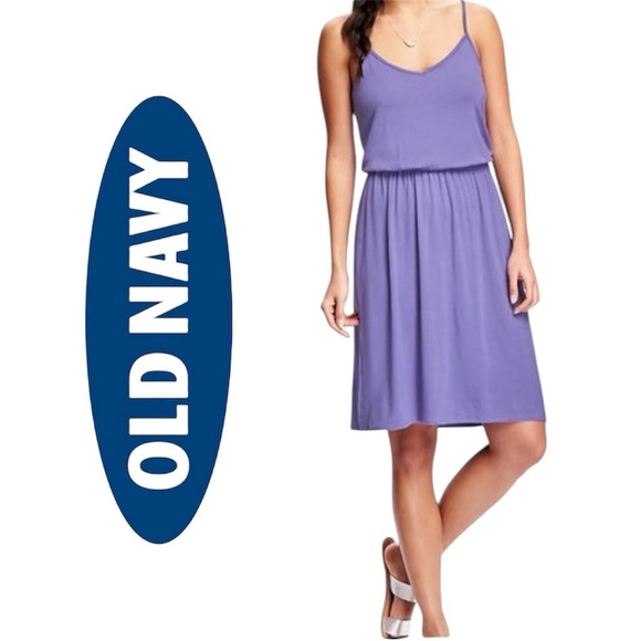 Old Navy Cami Racerback Midi Dress Cinch Elastic Waist Fit & Flare Violet Purple - Picture 1 of 10